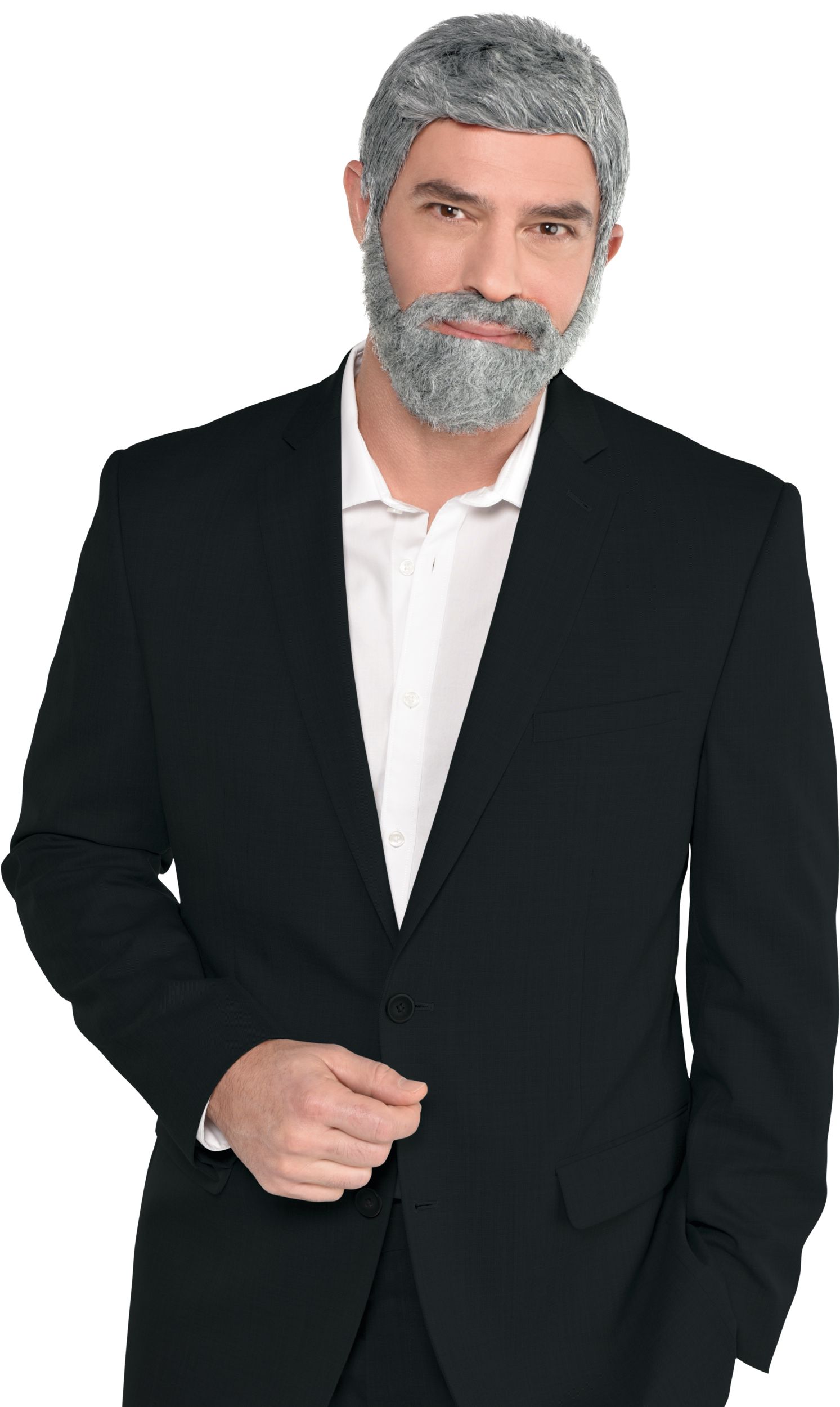Barbe courte avec moustache, gris Front_Flat