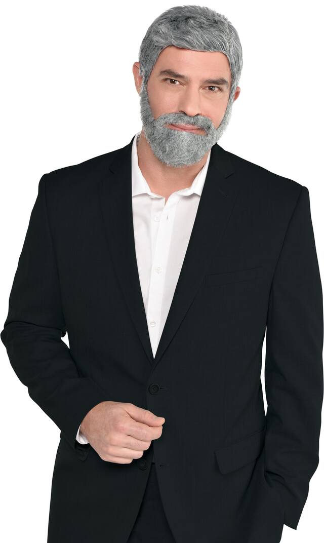 Short Grey Beard with Moustache Kit Front_Flat