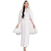 Adult Fur Trim Robe with Hood, White, One Size, Wearable Costume Accessory for Halloween Front_Flat