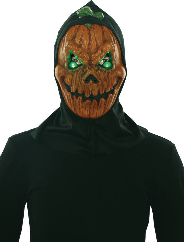 Jack-O'-Lantern Light-Up Eyes Mask Hood with Batteries, Orange/Black, One Size, Wearable Costume Accessory for Halloween Front_Flat