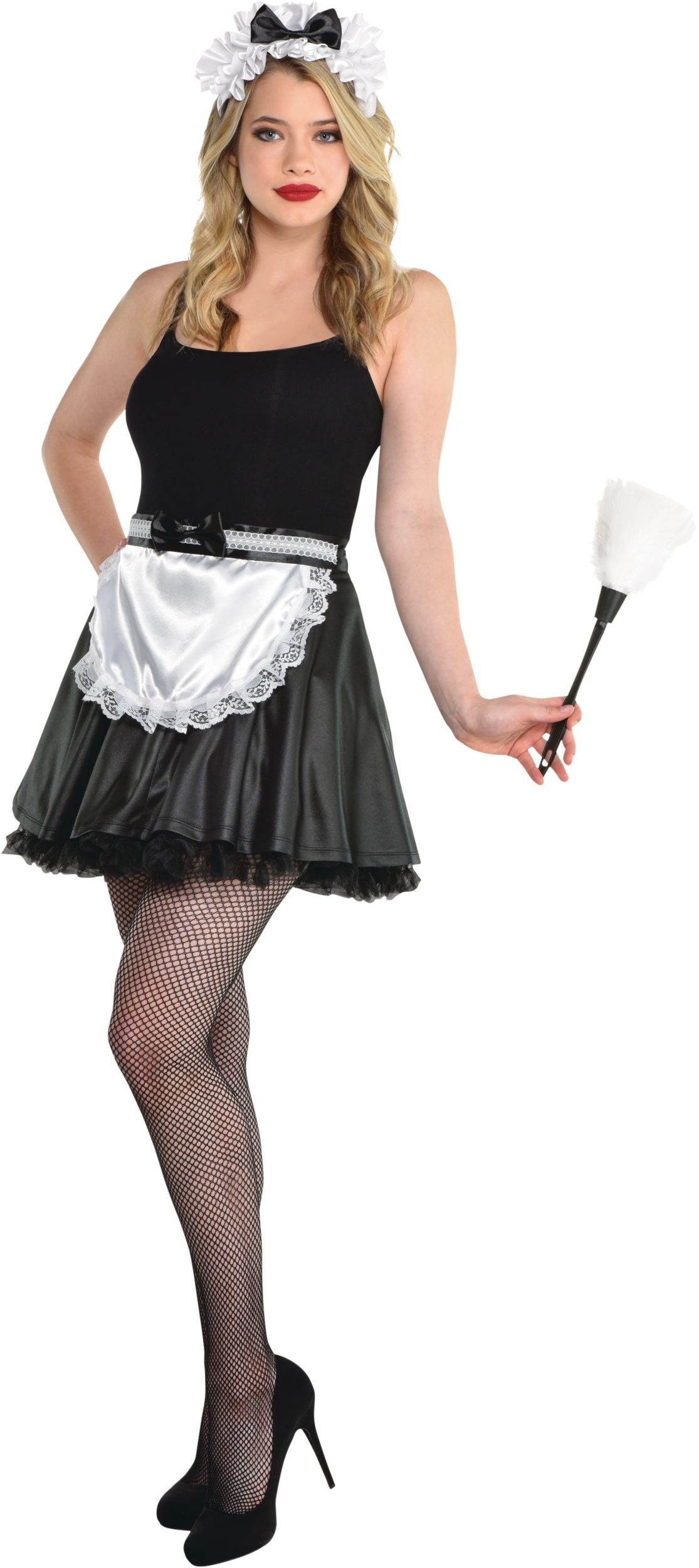 White Ruffle French Maid Halloween Costume Accessory Kit, Adult, One Size Front_Angled_Left