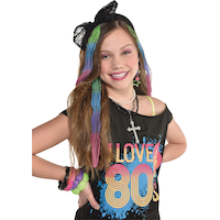 Rallonges de cheveux crépus des années 1980, multicolore, taille unique, paq. 4, accessoires de costume à porter pour l'Halloween Front_Flat