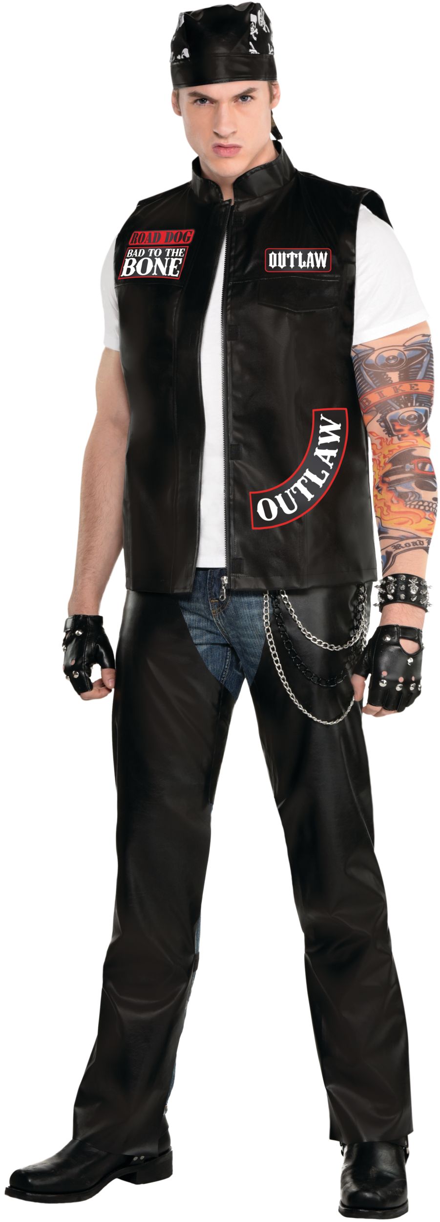 Biker Vest Halloween Costume, Adult Front_Angled_Left