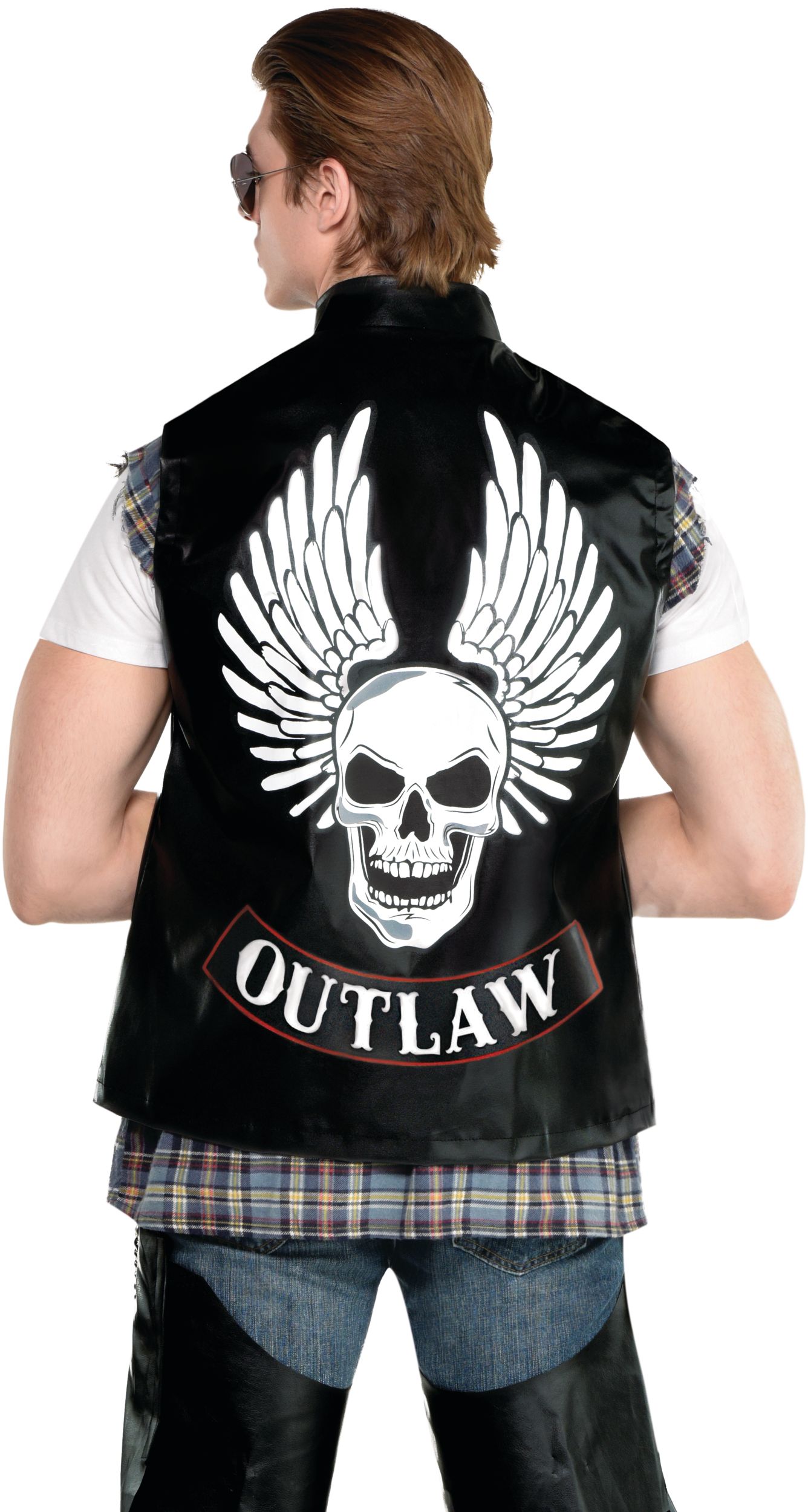 Biker Vest Halloween Costume, Adult Back_Flat