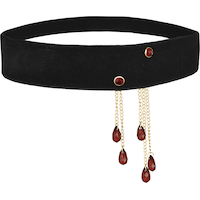 Blood Drop Gemstone Vampire Bite Choker Necklace, Red/Black, One Size, Wearable Costume Accessory for Halloween