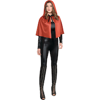 Adult Little Red Riding Hood Reversible Hooded Short Cloak, Red, One Size, Wearable Costume Accessory for Halloween