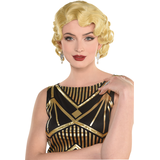 Perruque courte à vagues en doigts des années 1920, blond, taille unique, accessoire de costume à porter pour l'Halloween Front_Angled_Left