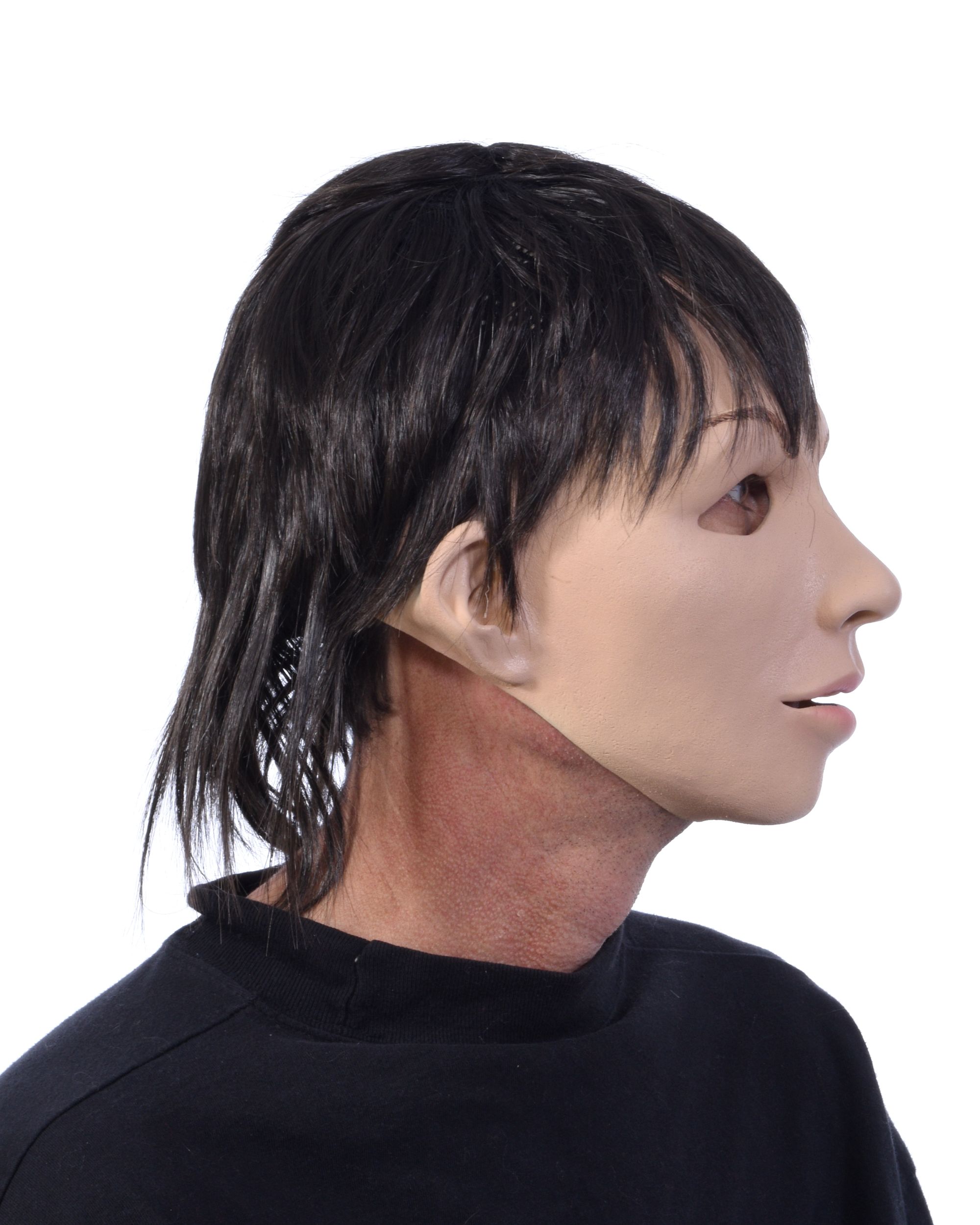 Alex Character Mask with Hair, Black/Beige, One Size, Wearable Costume Accessory for Halloween Side_Right