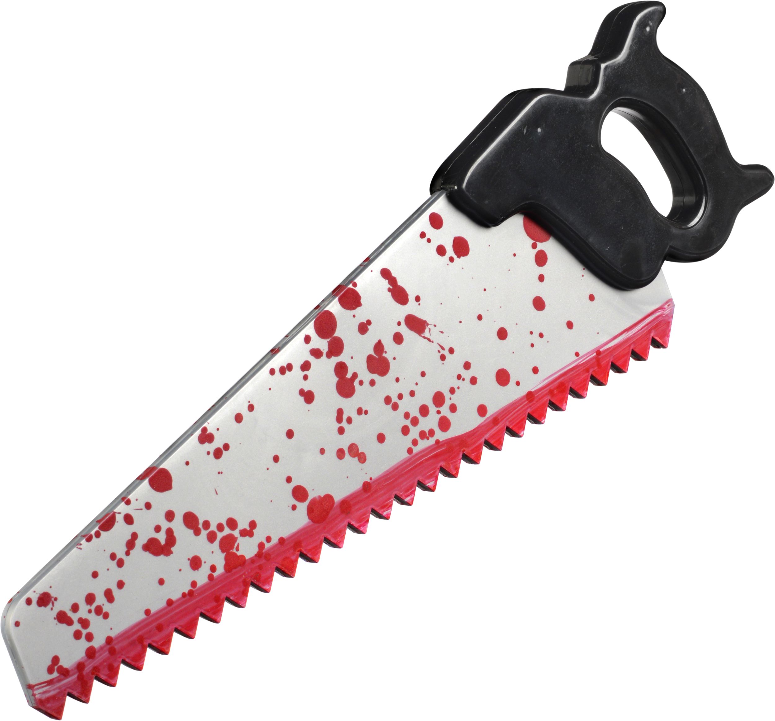 Bloody Horror Weapon Saw, Red/Silver, 16-in, Wearable Costume Prop for Halloween Front_Angled_Left