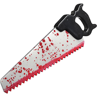 Bloody Horror Weapon Saw, Red/Silver, 16-in, Wearable Costume Prop for Halloween Front_Angled_Left
