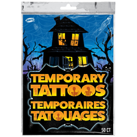 Ghost/Cat/Jack-O'-Lantern/Witch Assorted Temporary Tattoos, Multi-Coloured, 50-pk, Wearable Favours  for Halloween Front_Flat