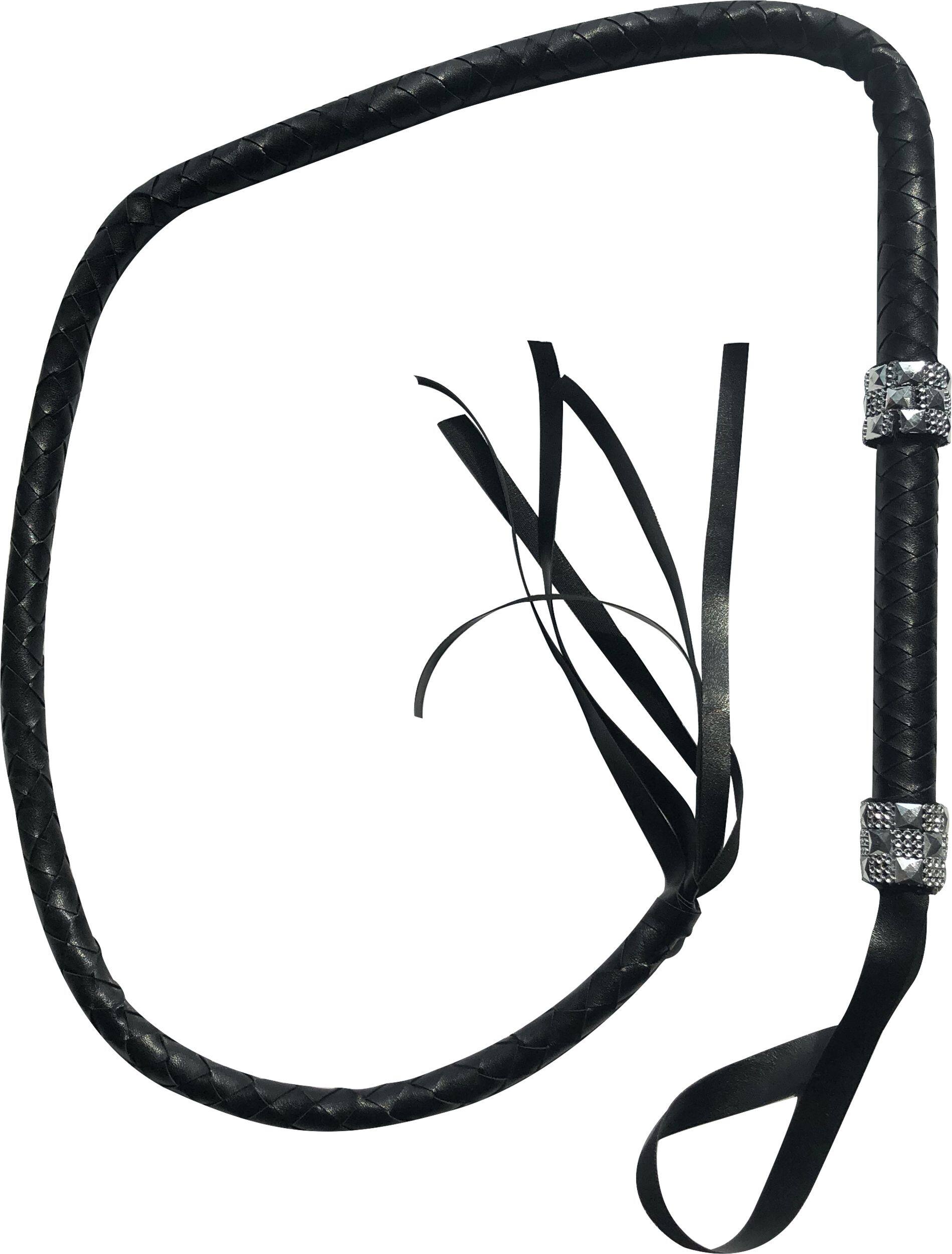 Braided Whip Rope Weapon, Black, 65-in, Wearable Costume Prop for Halloween Front_Flat
