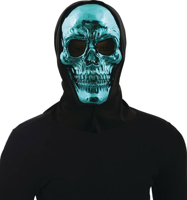 Metallic Blue Skull Face Mask Front_Flat