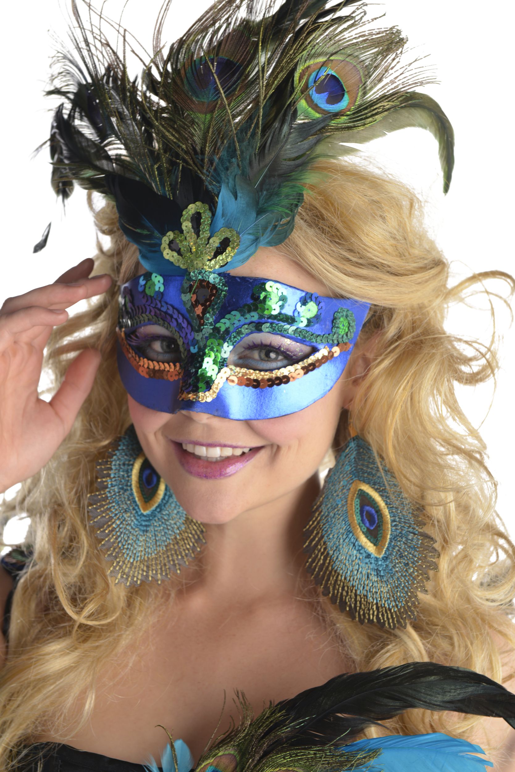 Peacock Feather Masquerade Mask CloseUp