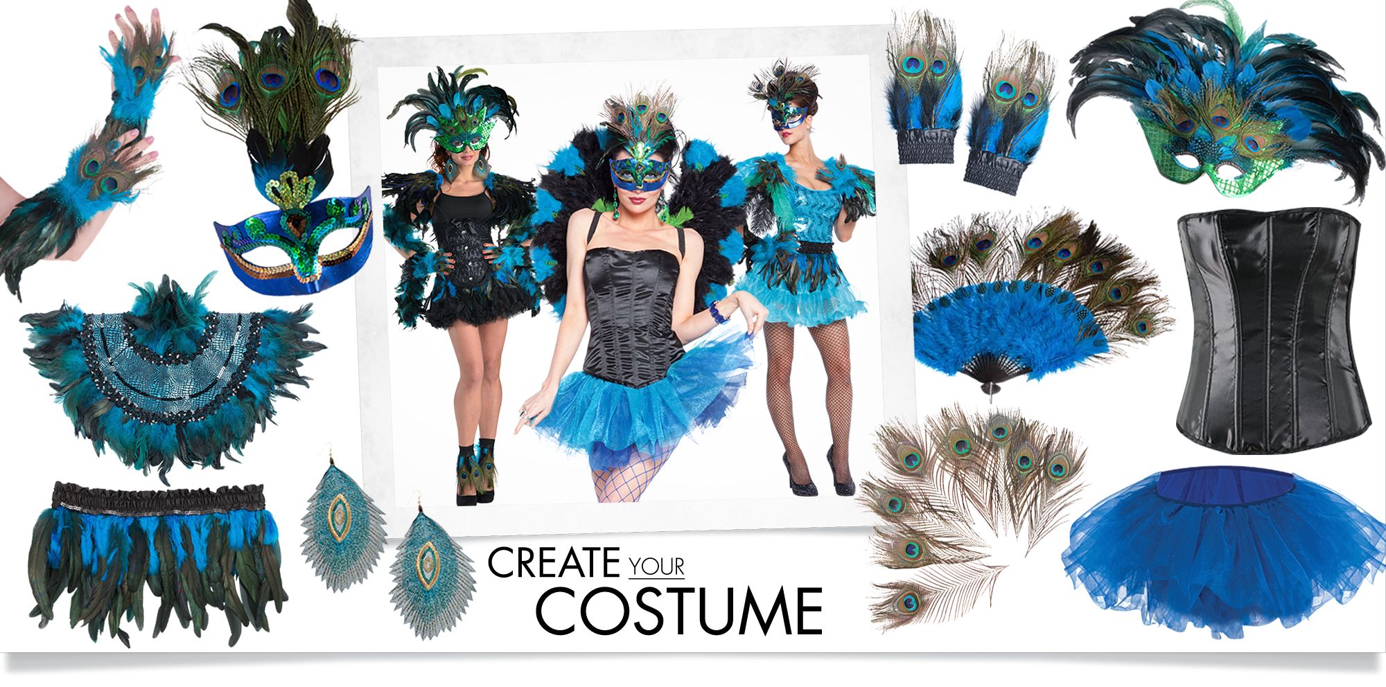 Peacock Feather Masquerade Mask Composite_or_Mixed