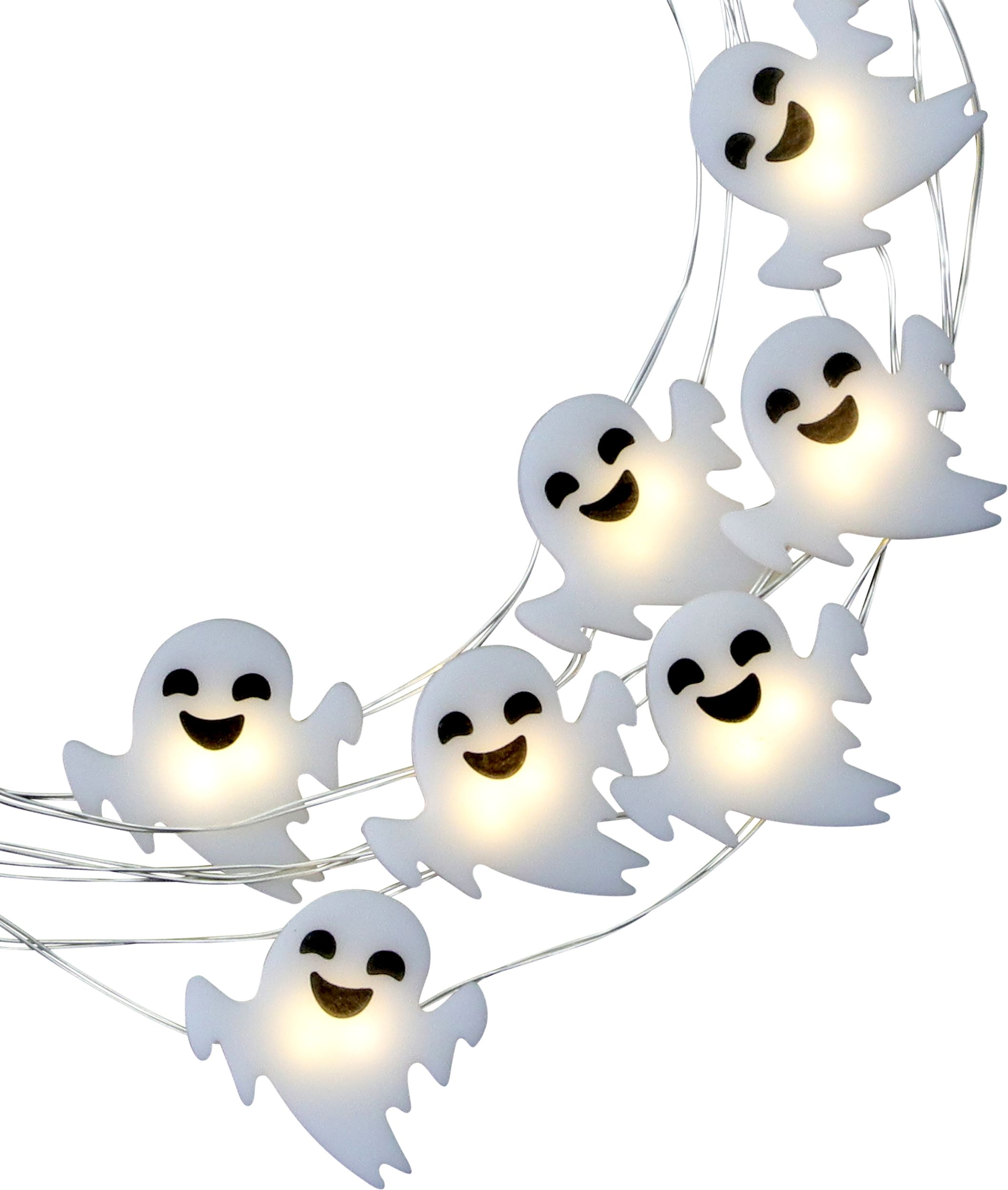 Jeu de lumières à DEL, fantômes, blanc, 6,3 pi, paq. 20, décorations d'intérieur/d'extérieur pour l'Halloween CloseUp