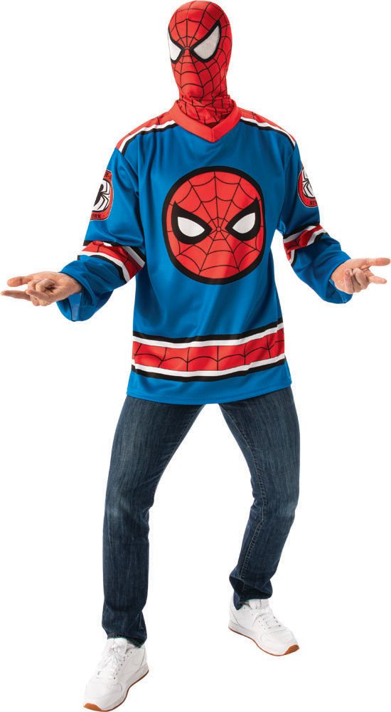 Spiderman Hockey Jersey Top Set Halloween Costume, Adult, One Size Composite_or_Mixed