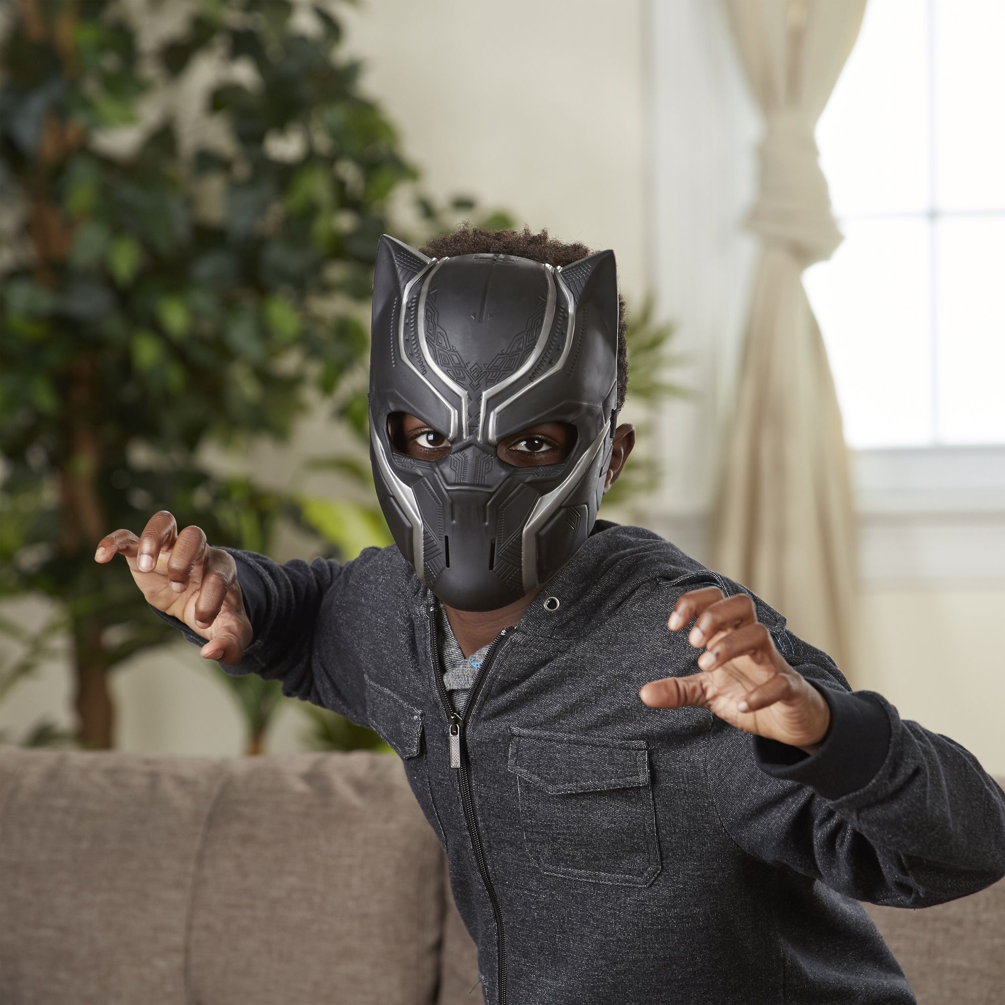 Kids' Black Panther Mask Front_Angled_Left