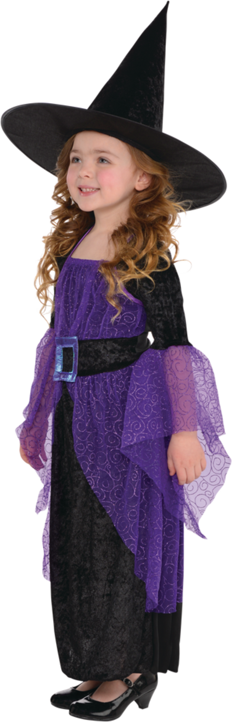 Kids' Witch Purple Dress with Hat Halloween Costume, Assorted Sizes