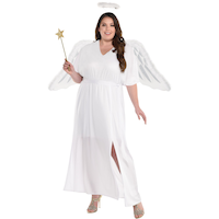 Women's Angel White Dress with Halo Headband Halloween Costume, Assorted Sizes Front_Flat