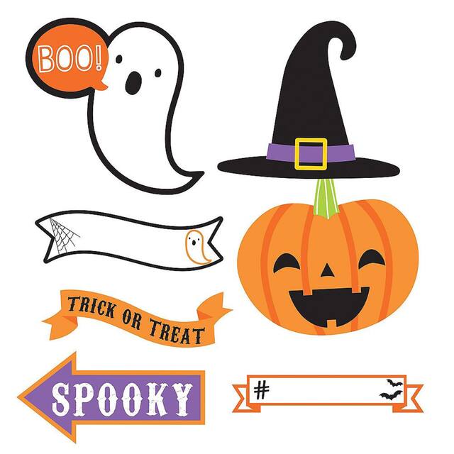 Accessoires personnalisable de cadres photo Happy Halloween de squelette et de fantôme, multicolore, 35 po, paq. 15, pour l'Halloween Front_Flat