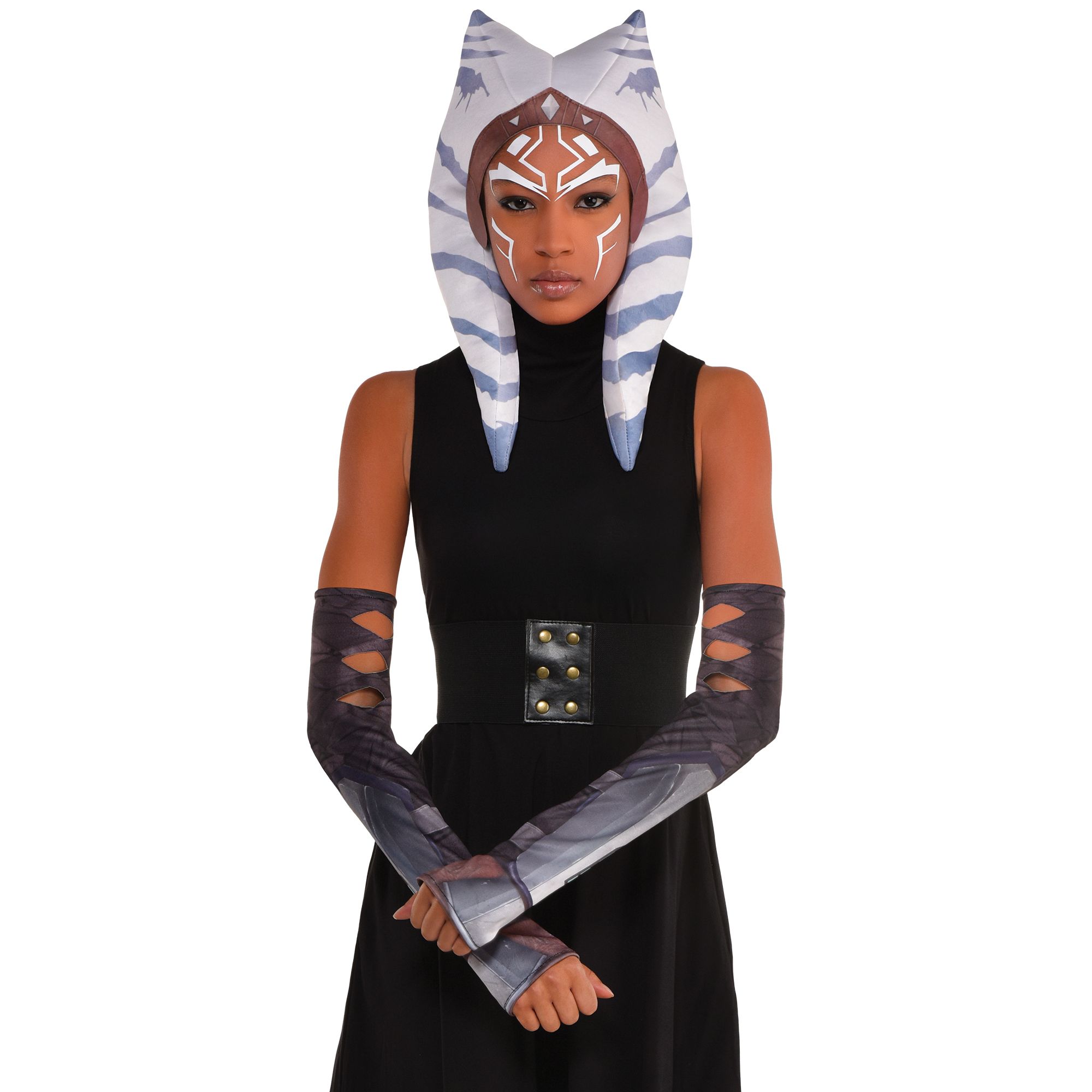 Adult Disney Star Wars The Mandalorian Ahsoka Kit with Headpiece & Armour  Arm Sleeves, White/Black, One Size, 3-pk, Wearable Costume Accessories for  Halloween