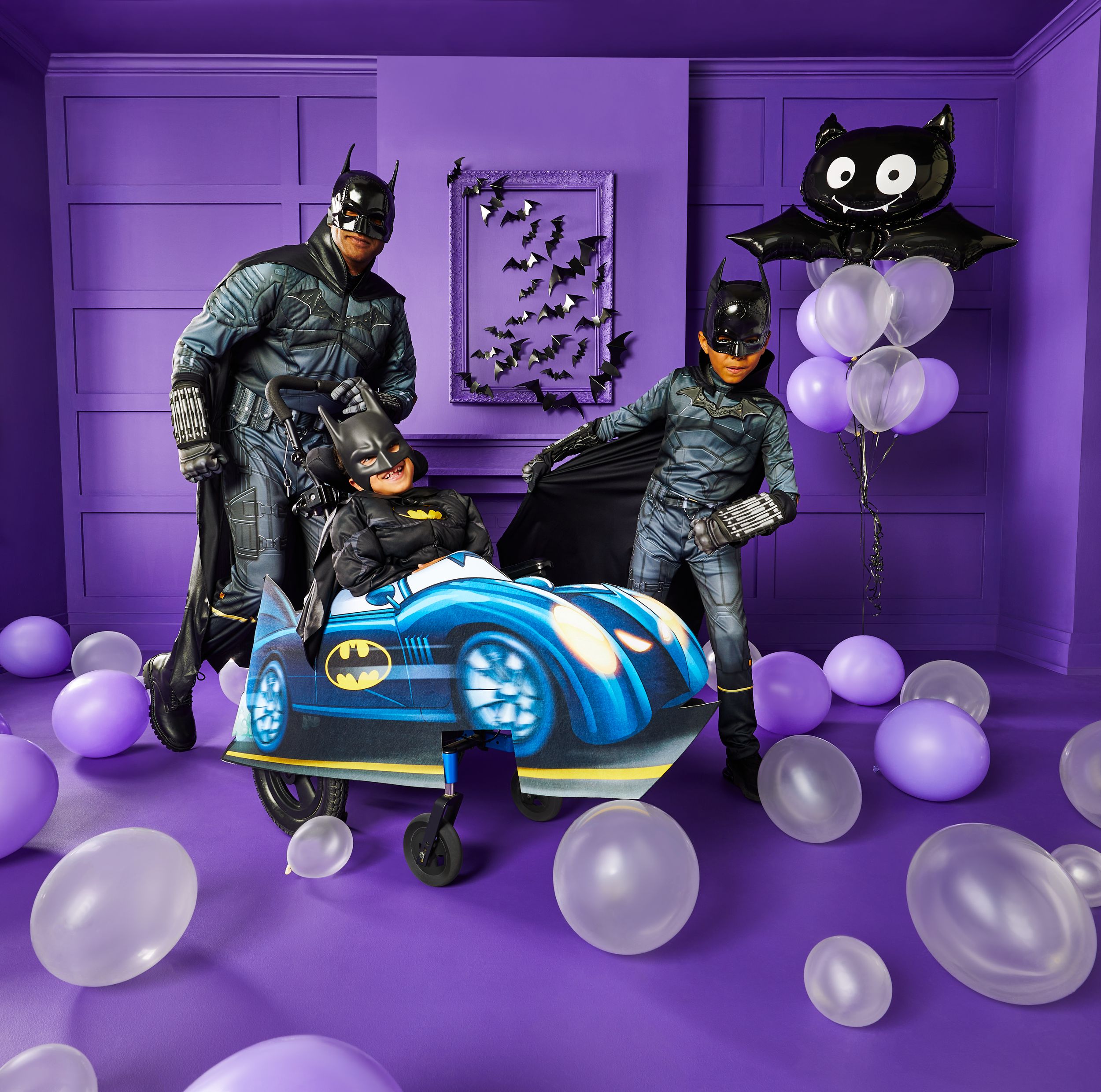 Kids' DC Batman Blue Batmobile Wheelchair Cover Adaptive Halloween