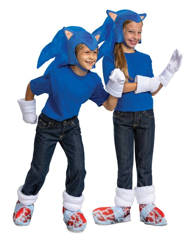 Sonic the Hedgehog Kit Headpiece Hat, Inflatable Quills, Gloves & Foam Shoe Covers, Blue, One Size, 5-pk, Wearable Costume Accessory for Halloween Composite_or_Mixed