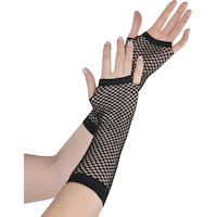 Adult Long Fingerless Fishnet Gloves, Assorted Colours, One Size, Wearable Costume Accessory for Halloween Composite_or_Mixed