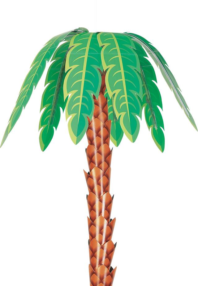 Palm Tree Hanging Sign Decoration, Green/Brown, 8-ft, for Summer Party Front_Flat
