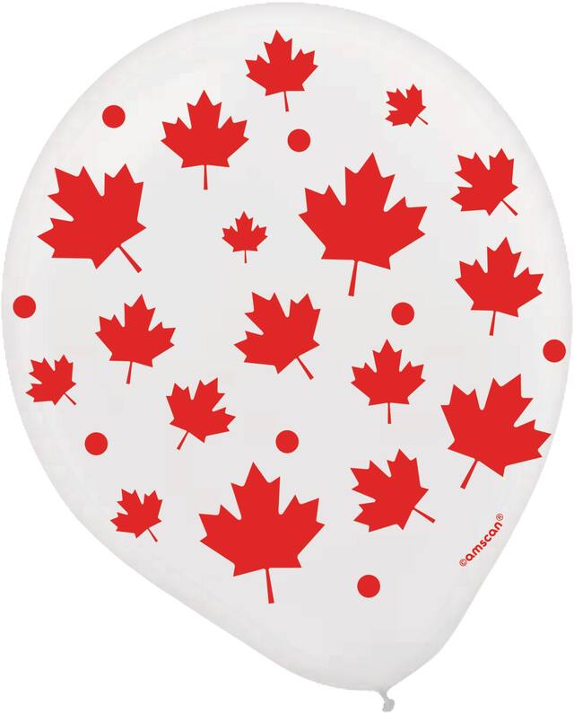 Canadian Maple Leaf Balloons, 15-pk Front_Flat