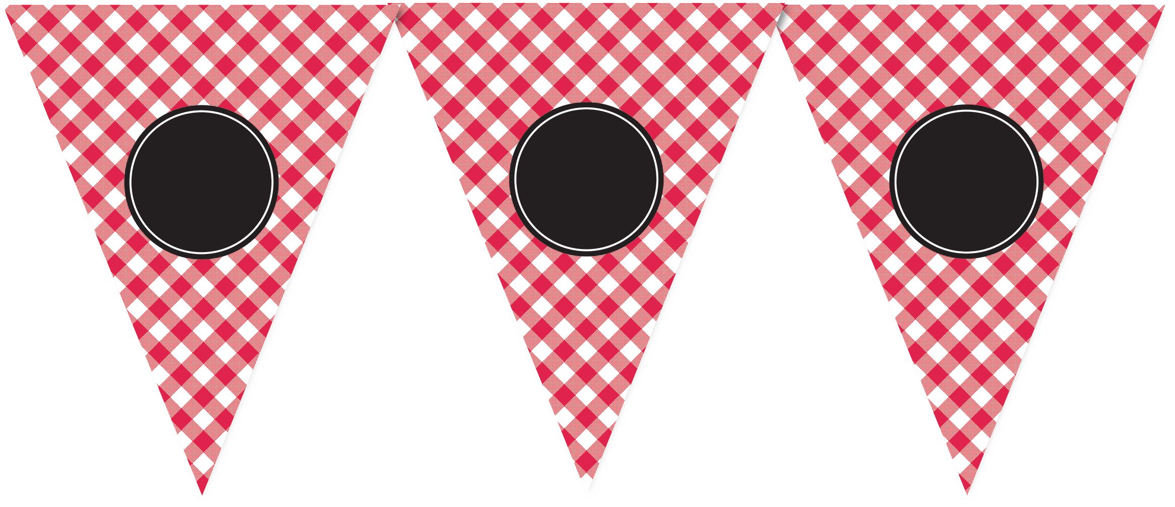 Banderole à fanions personnalisée de pique-nique, vichy rouge Front_Flat