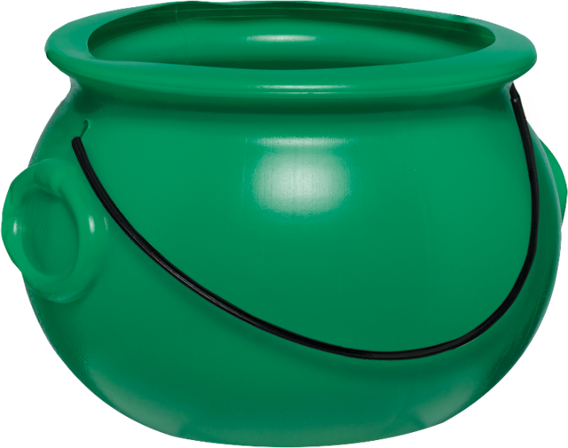 St. Patrick's Day Pot of Gold Plastic Cauldron Decoration, Green