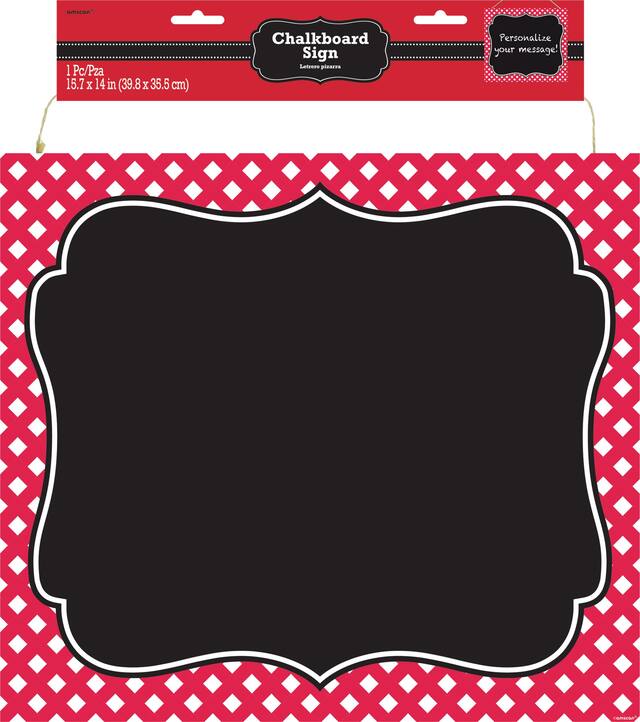 Picnic Party Scroll Chalkboard Sign, Red Front_Flat
