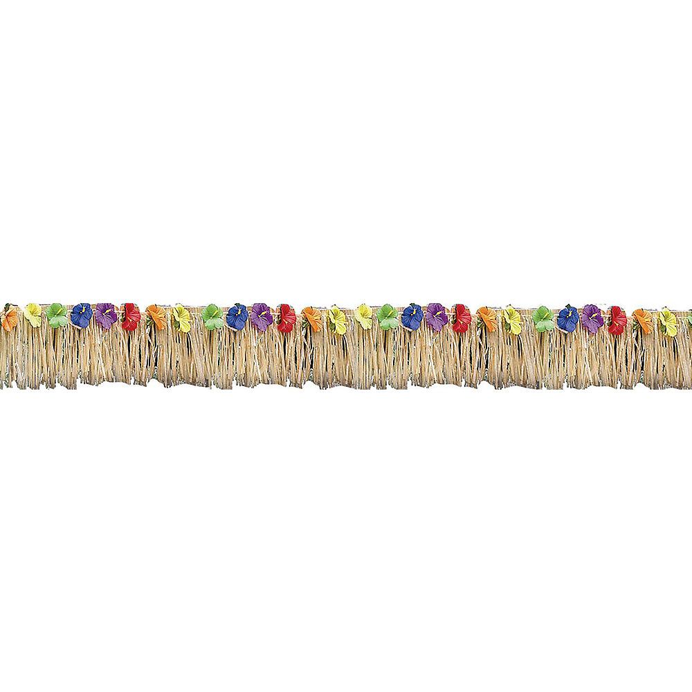Luau & Hibiscus Hanging Bunting Garland Banner Decoration, Tan, 24-ft, for Summer Party Front_Elevated