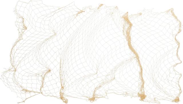 Rectangle Reusable Fish Net Table Runner, Tan, 6x24-ft, for Summer Party Overhead_Plunge