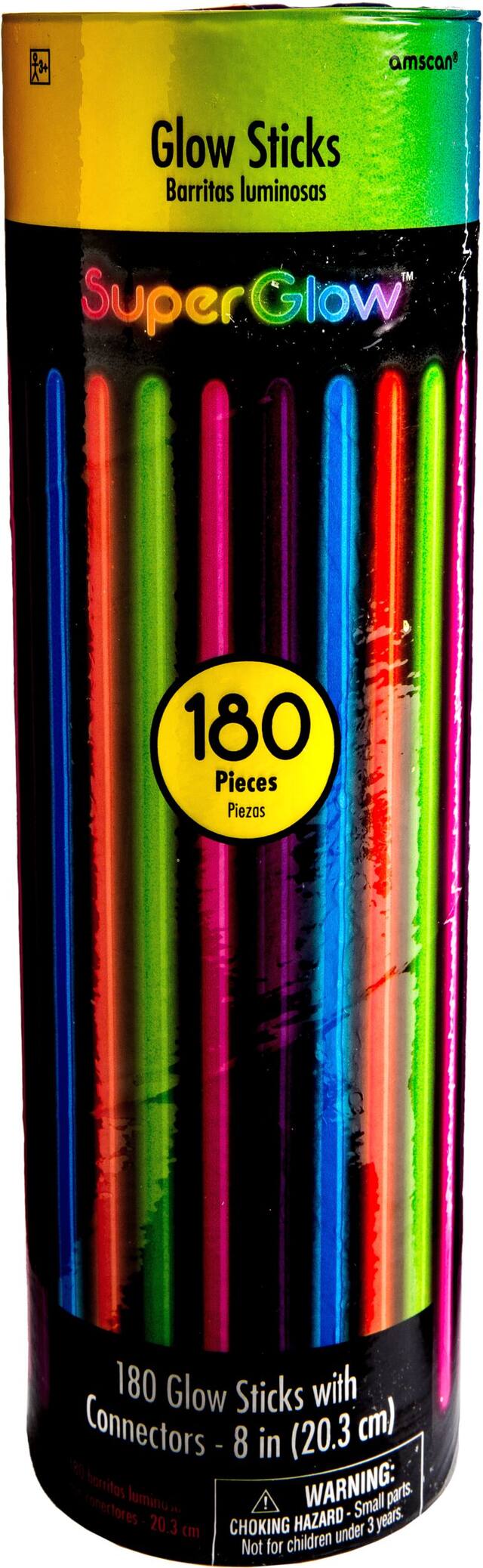 Glow-in-the-Dark Neon Bracelet Wearables, Multi-Coloured, 180-pk, for Birthday/Canada Day/Summer Party Front_Flat