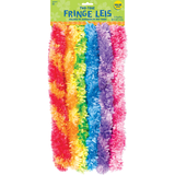 Two-Tone Fringe Lei Wearables, Multi-Coloured, One Size, 6-pk, for Tropical Party Front_Flat