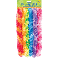 Two-Tone Fringe Lei Wearables, Multi-Coloured, One Size, 6-pk, for Tropical Party Front_Flat