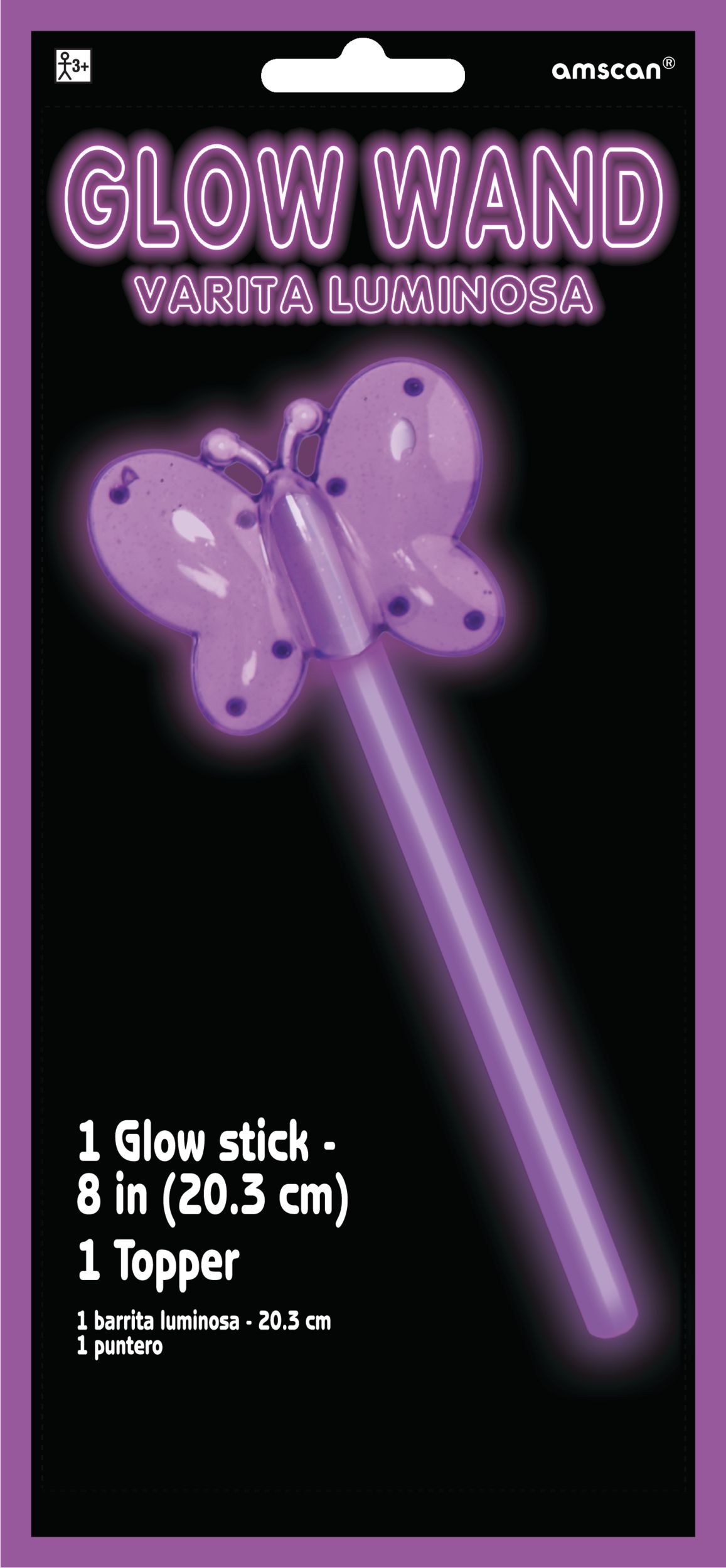 Butterfly Light-Up Glow Wand, Purple, for Halloween Front_Flat