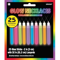 Glow Stick Necklaces, Multi-Coloured, One Size, 25-pk, for Canada Day/Summer Front_Flat