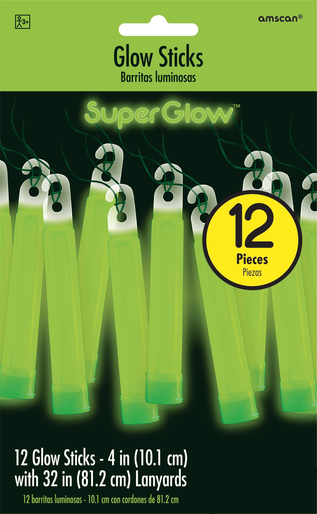 Colliers à bâton luminescent, vert, paq. 12 Front_Flat