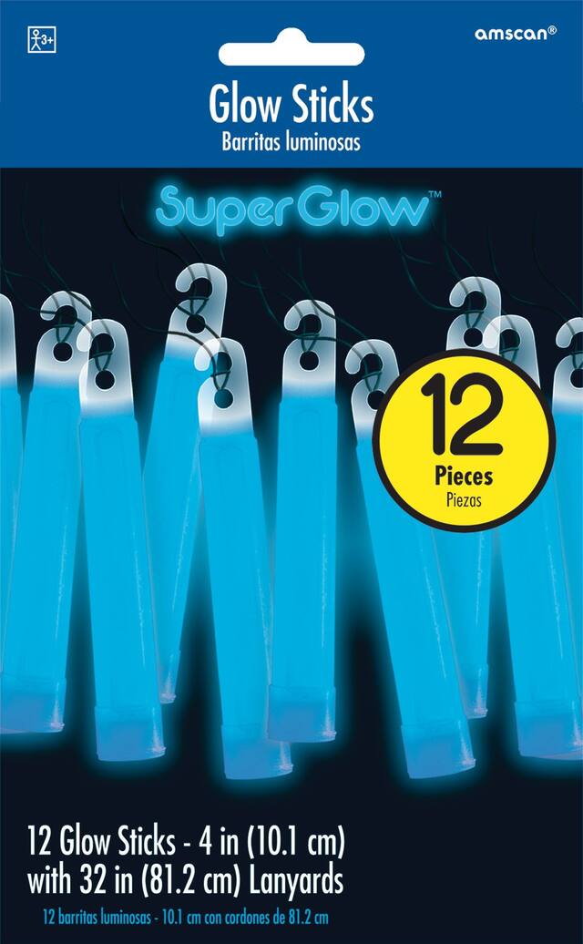 Glow Stick Necklaces, Blue, One Size, 12-pk, for Canada Day/Summer/Hanukkah Front_Flat