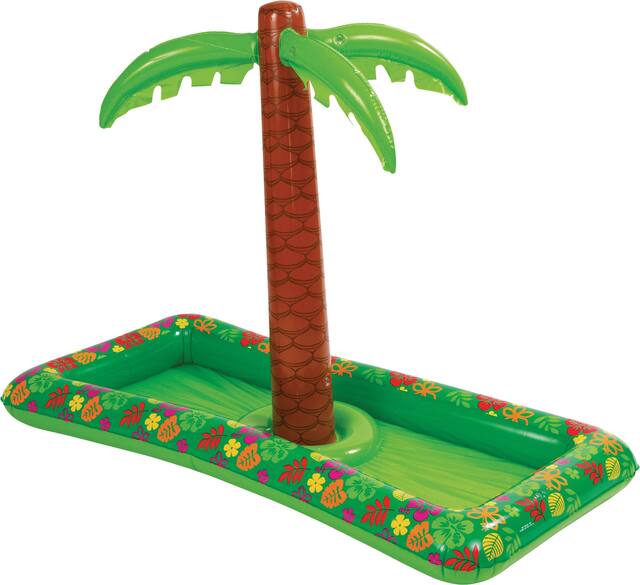 Palm Tree Inflatable Buffet Cooler, Green/Brown, 4-ft, for Summer Party Front_Angled_Left