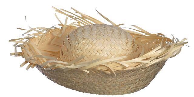 Straw Beach Hat, Tan, One Size, for Summer Party Front_Angled_Right