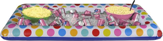 Rectangle Inflatable Buffet Cooler, Multi-Coloured, Polka Dot, 4-ft, for Summer Party Front_Elevated