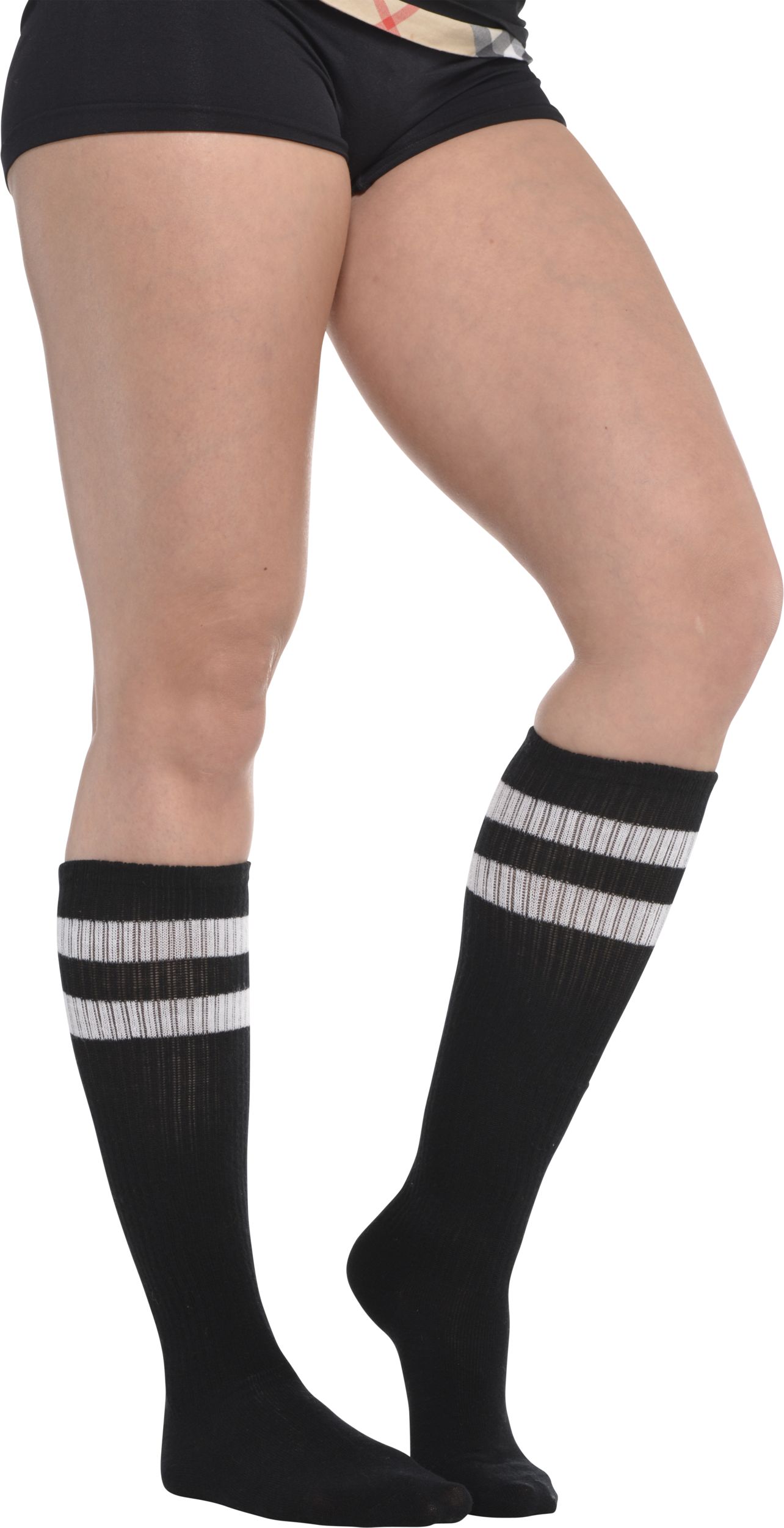 Roll Top Striped Knee High Socks