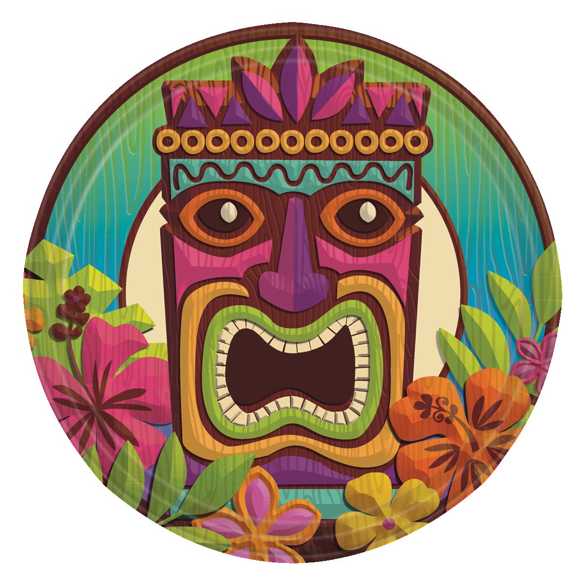 Tropical Tiki Lunch Plates, 60-pk Front_Flat