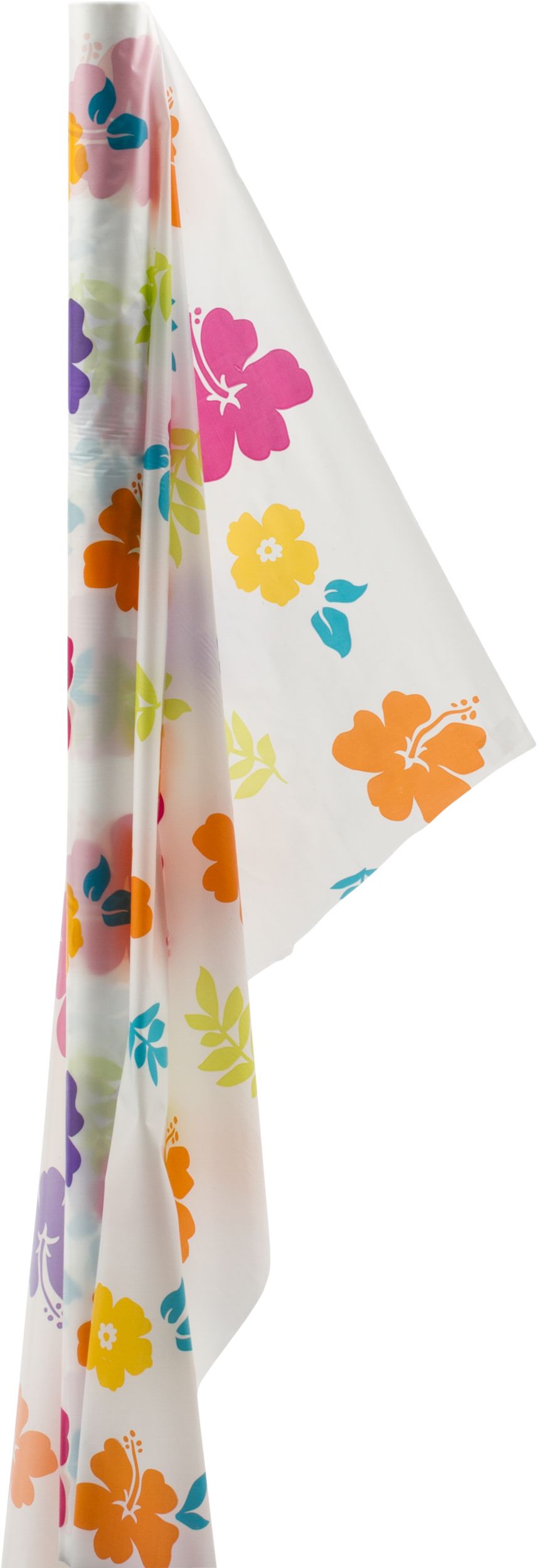 Hibiscus White Plastic Table Cover Roll Front_Flat