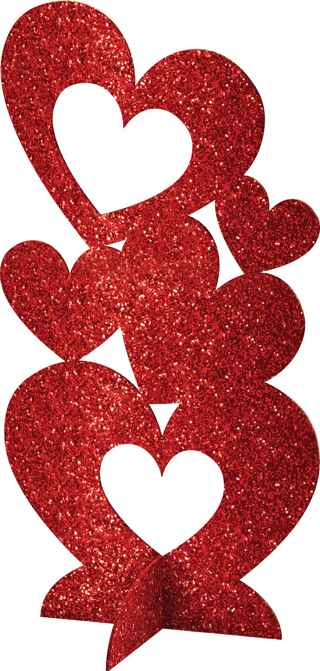 3D Glitter Heart Centerpiece Front_Flat